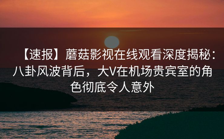 【速报】蘑菇影视在线观看深度揭秘：八卦风波背后，大V在机场贵宾室的角色彻底令人意外