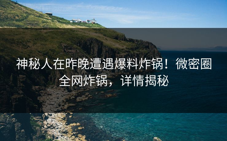 神秘人在昨晚遭遇爆料炸锅！微密圈全网炸锅，详情揭秘