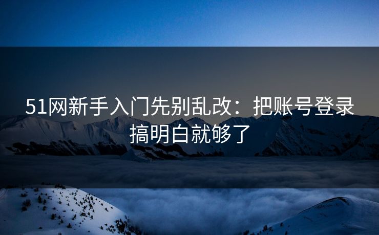 51网新手入门先别乱改：把账号登录搞明白就够了